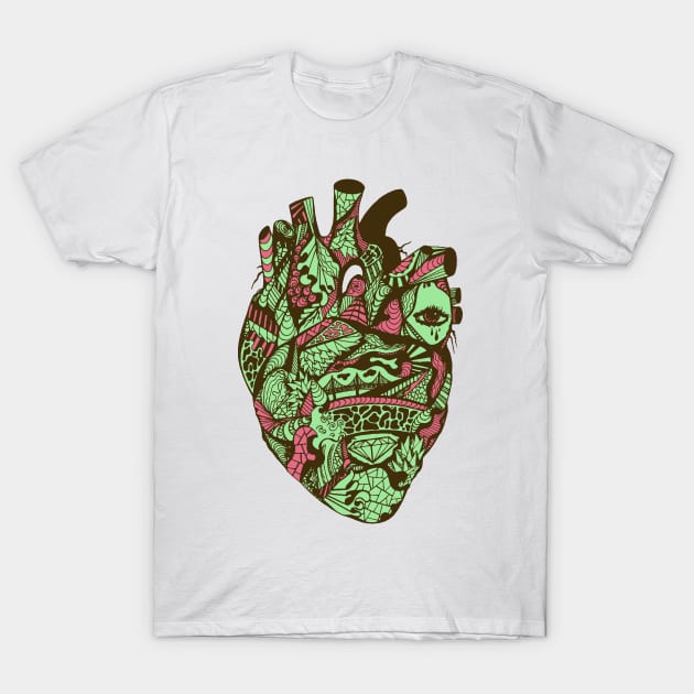 Pink Mint Transparent Heart T-Shirt by kenallouis